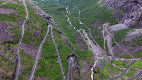 troll's path trollstigen or trollstigveien winding mountain road.