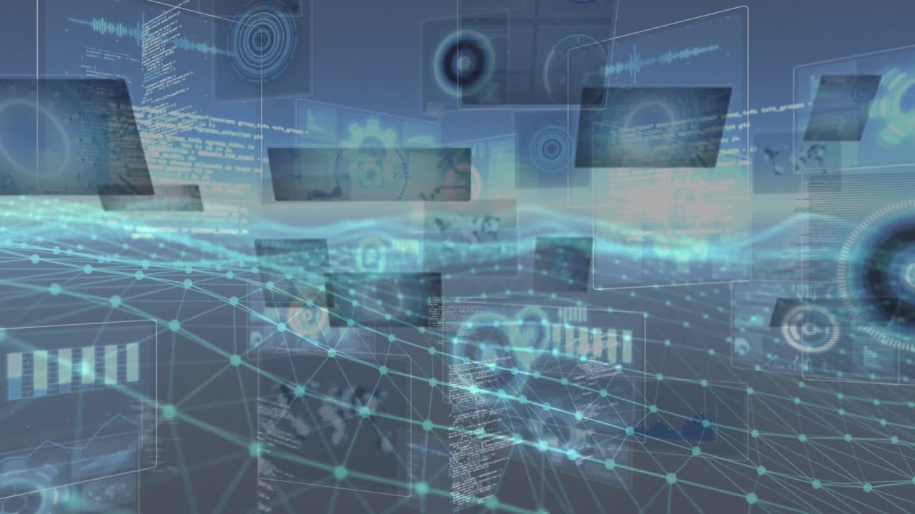 animación del procesamiento de datos sobre formas