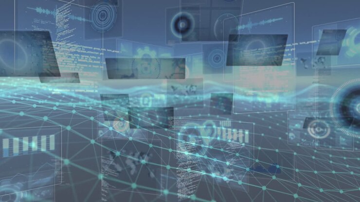 Animation of data processing over shapes