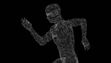 un hombre corre sobre un fondo negro