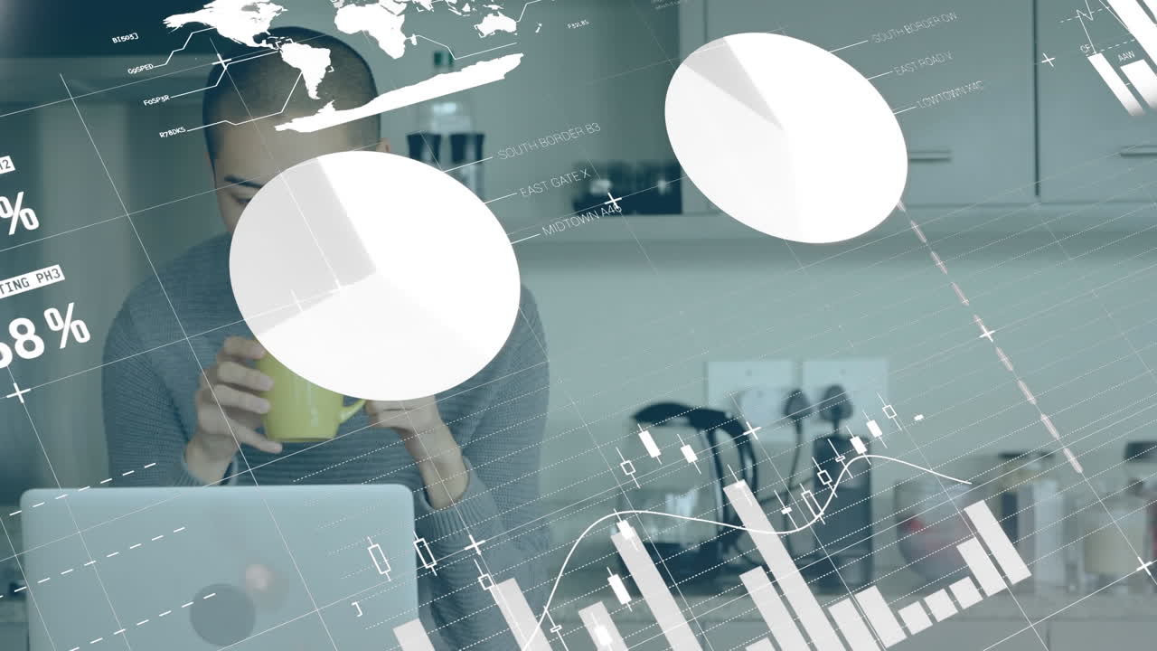 animación de estadísticas y procesamiento de datos sobre el hombre utilizando un teléfono inteligente