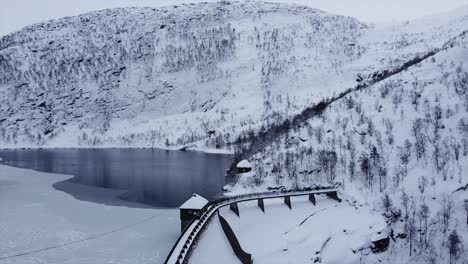 norwegian mountain lake half frozen calm landscape