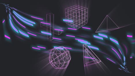 Animation-of-3d-shapes-moving-over-light-trails