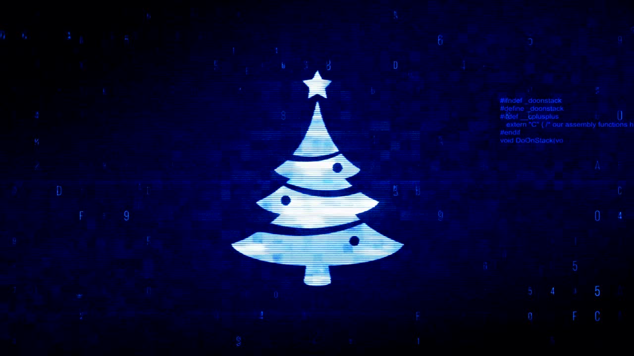 el símbolo de la estrella del árbol de navidad es una animación de error de ruido de píxeles digitales.