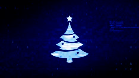 christmas tree star symbol digital pixel noise error animation.