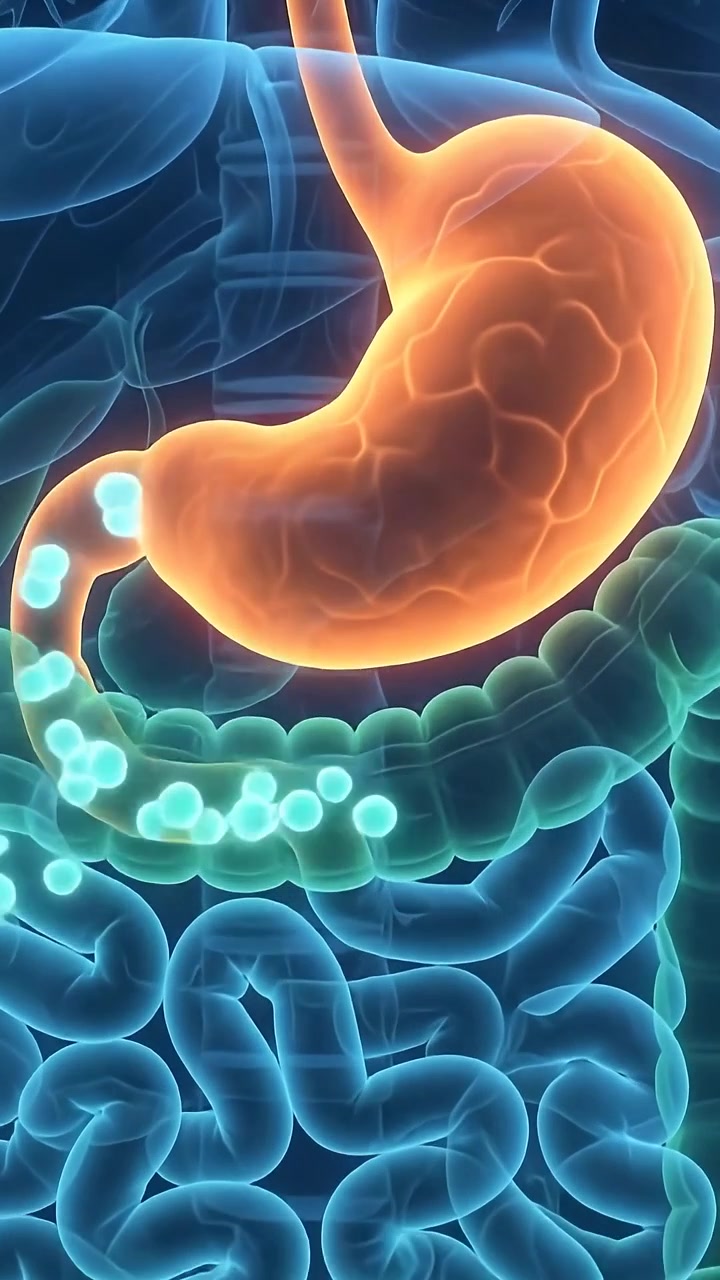 Animazione medica della funzione del sistema digestivo umano