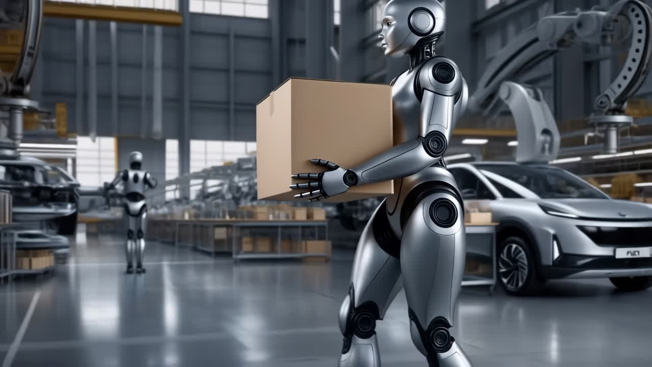 Robots in a modern car factory