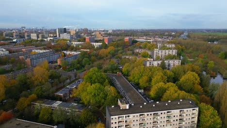 Aerial-overview-of-Nieuwendam-flats-and-apartments-in-Amsterdam-Noord