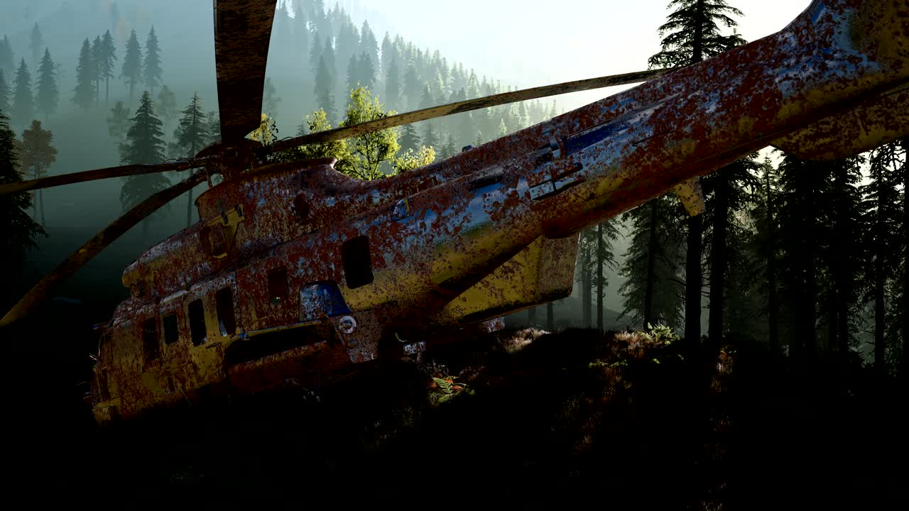 viejo helicóptero militar oxidado