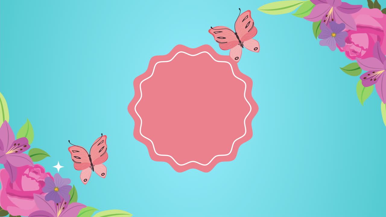 hermoso jardín de flores y mariposas volando animación