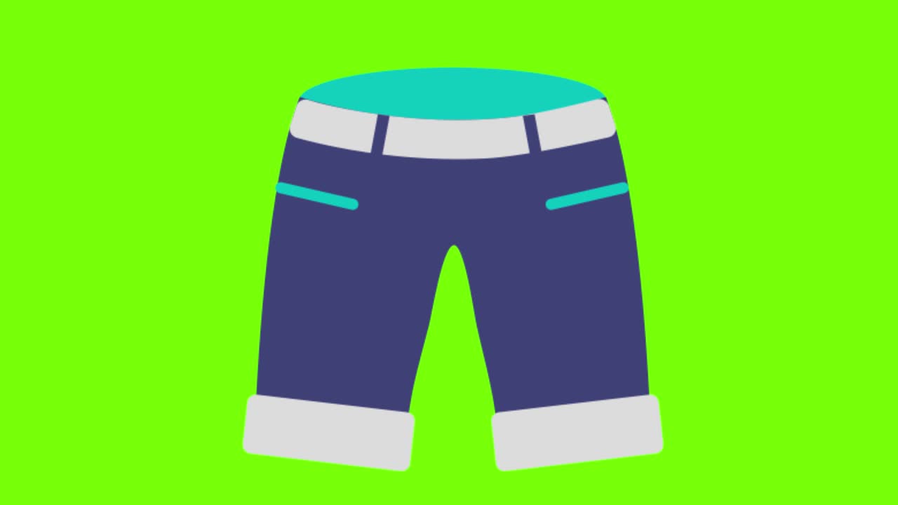 Animation of a shorts  on a green screen background