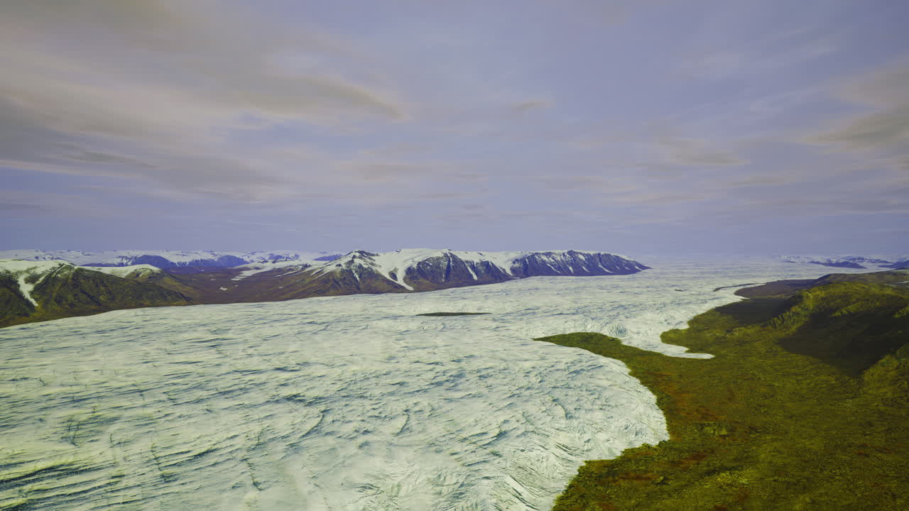 Vast glacier landscape showcasing natures icy beauty in a tranquil setting