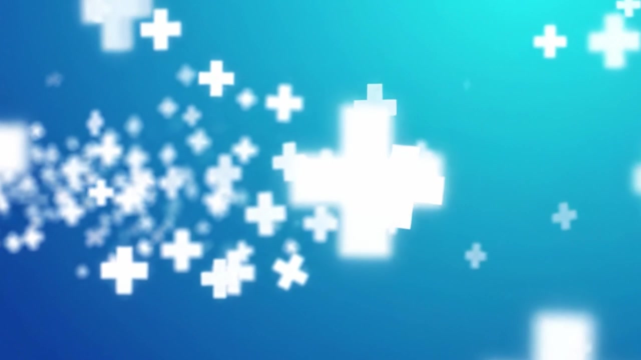 Dynamic Vision of Floating Plus Signs Against a Soft Blue Gradient Background, Creating a Sense of Positivity and Abundance in a Modern Digital Environment