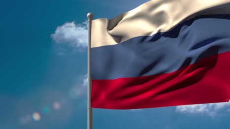 Russlands-Nationalflagge-Weht-Am-Fahnenmast