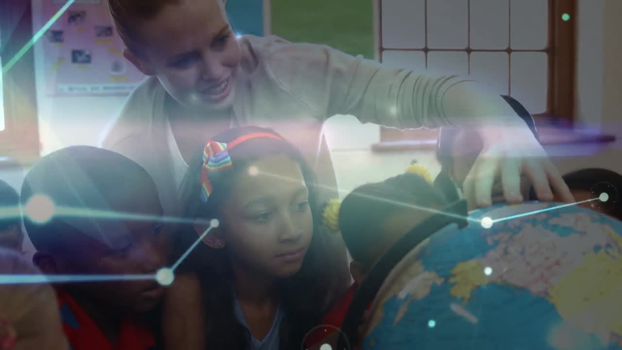 animación de redes de conexiones a través de diversas maestras y escolares que leen el mundo