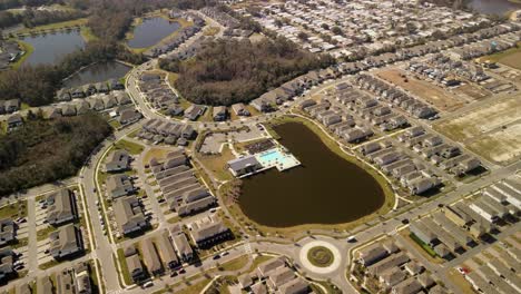 drone circling neighborhood in florida in summer