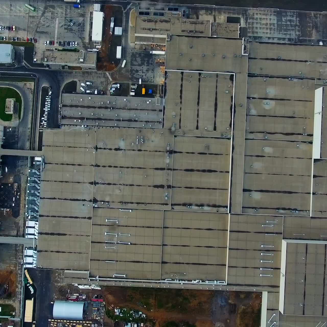 Huge factory from above. Very big industrial zone from above. Aerial view on plant
