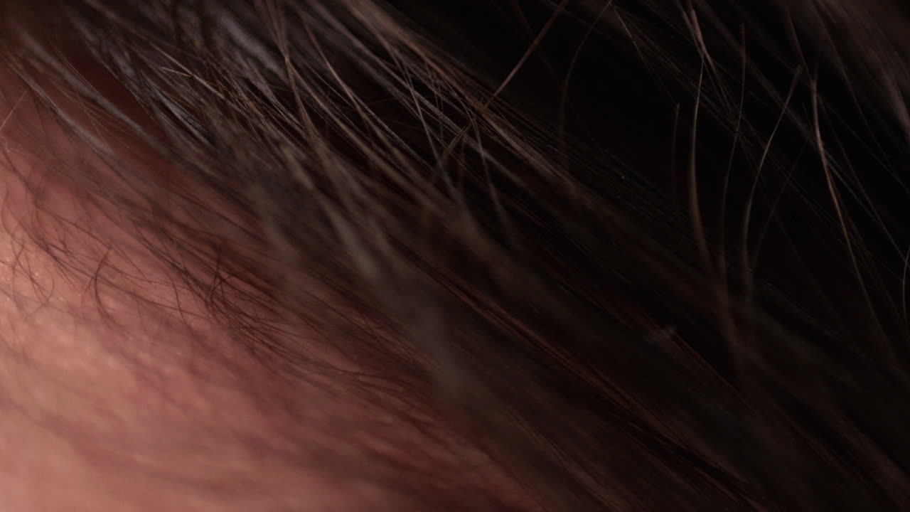 fotografía de cerca de la cabeza de un recién nacido que está llena de pelo