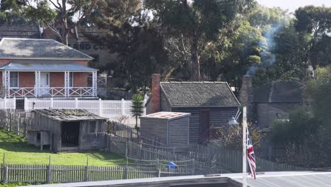 flag waving near historic buildings in ballarat