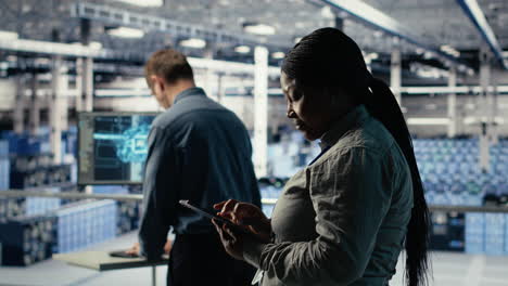 teamworking data center programmers investigate neural networks configuration