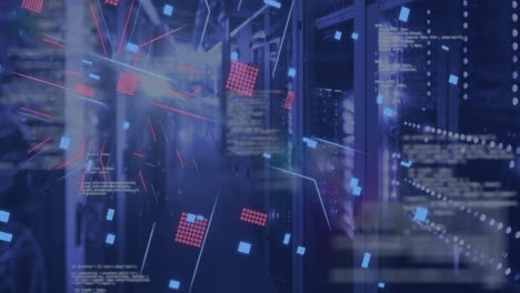 animation of circuit board and data processing over computer servers