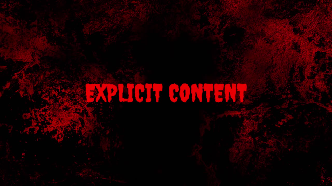 Explicit Content Warning Text on Dark Bloody Grunge Background