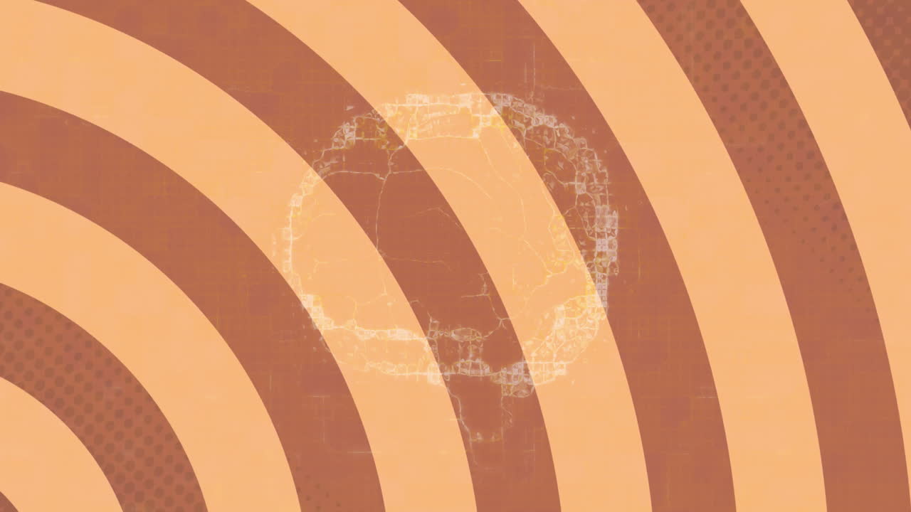 인간 뇌의 애니메이션은 줄무를 통해 회전합니다.