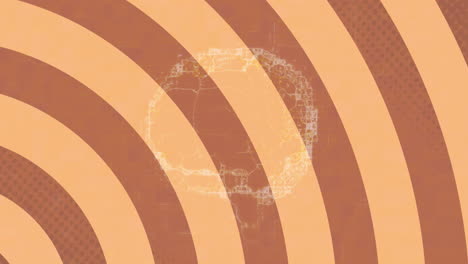 Animation of human brain over stripes spinning