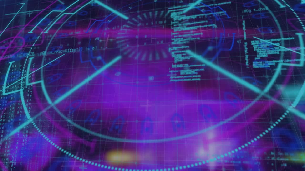 보라색 배경에 대한 범위 및 데이터 처리의 애니메이션