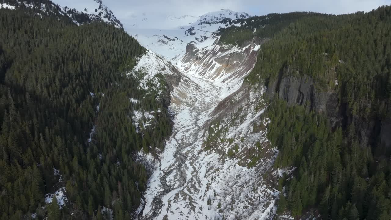4K Aerial of Mount Rainier National Park, Washington, USA in February 2024