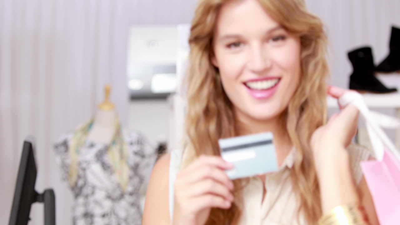 Pretty blonde shopping for clothes