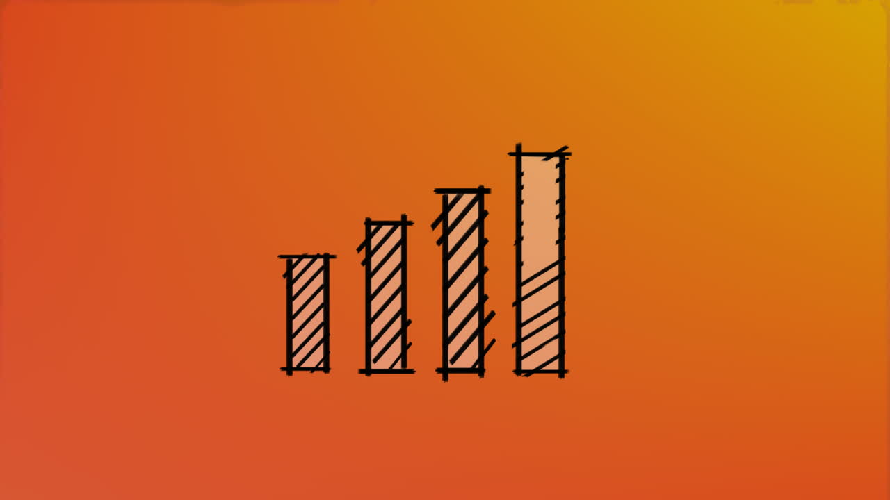 Animation of black statistics with spots on orange background
