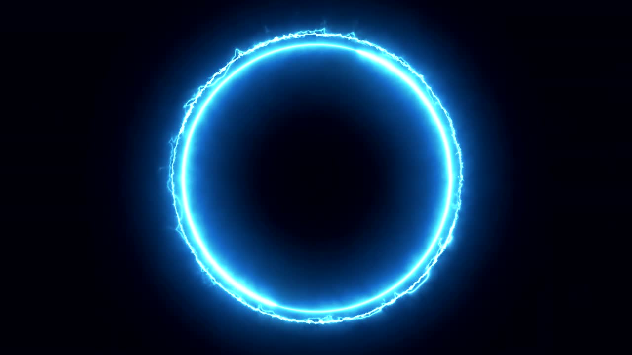 Abstract blue moving electric power with strobe light, animated circle frame, laser show looped animation