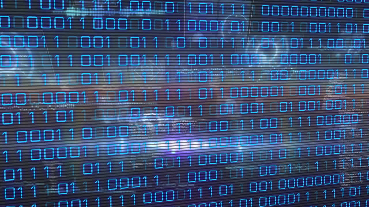 animación del procesamiento de datos sobre un fondo negro