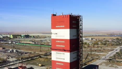 industrial tower at a manufacturing facility