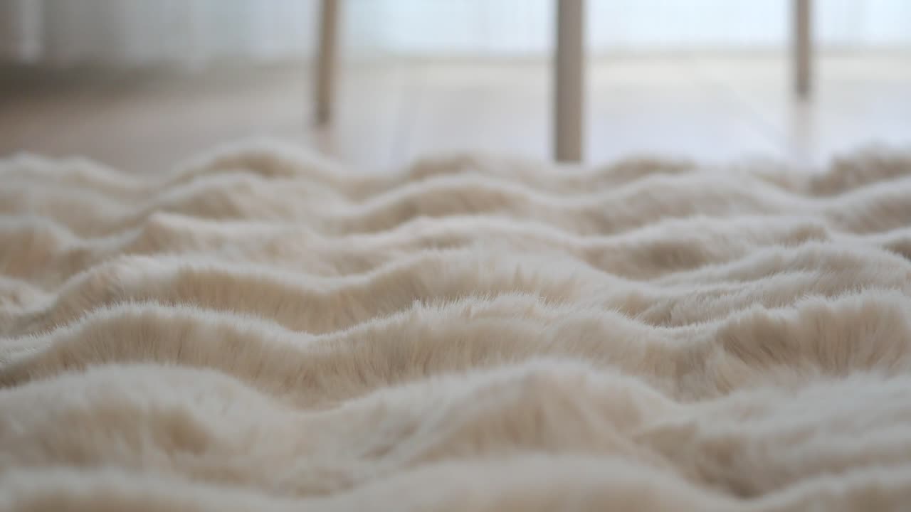 Soft white faux fur rug