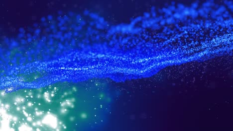 Animation-of-blue-glitter-on-navy-background