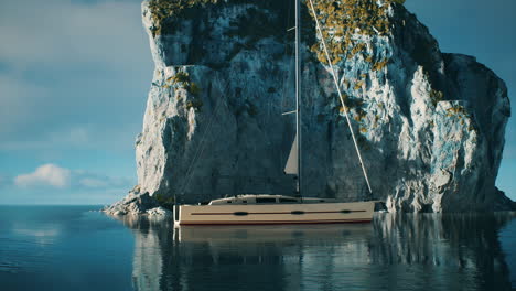 yacht-in-the-sea-with-greeny-rocky-island