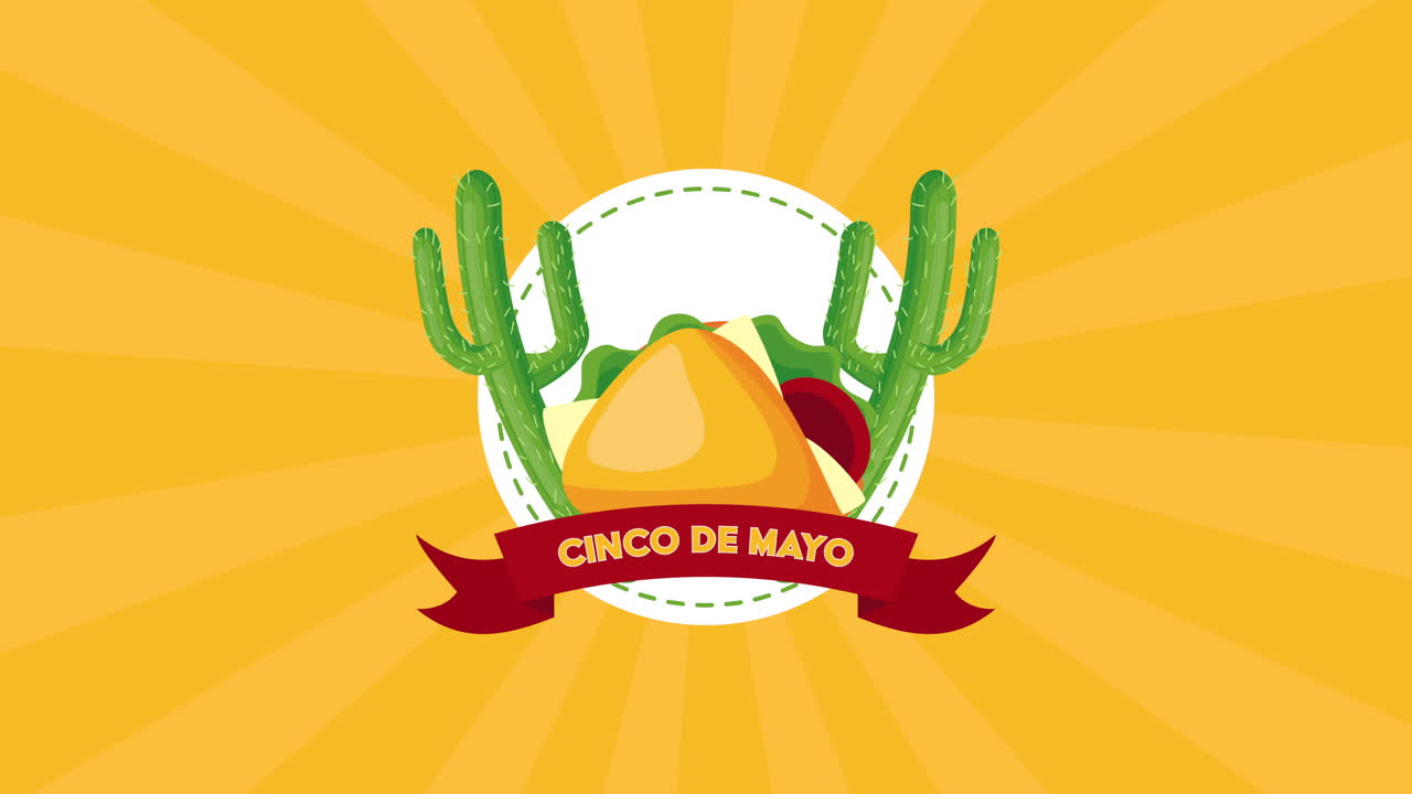Mexická oslava Cinco de Mayo s kaktusem a tacos