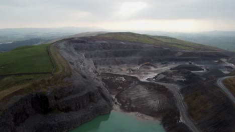 Cinematic-aerial-drone-footage-of-Breedon-Roan-Edge-Quarry,-Kendal,-Cumbria,-UK