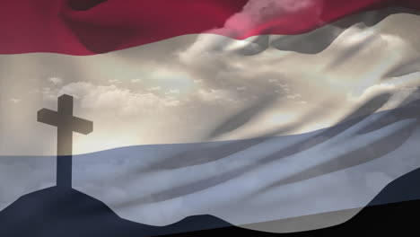 animation of flag of netherlands over cross