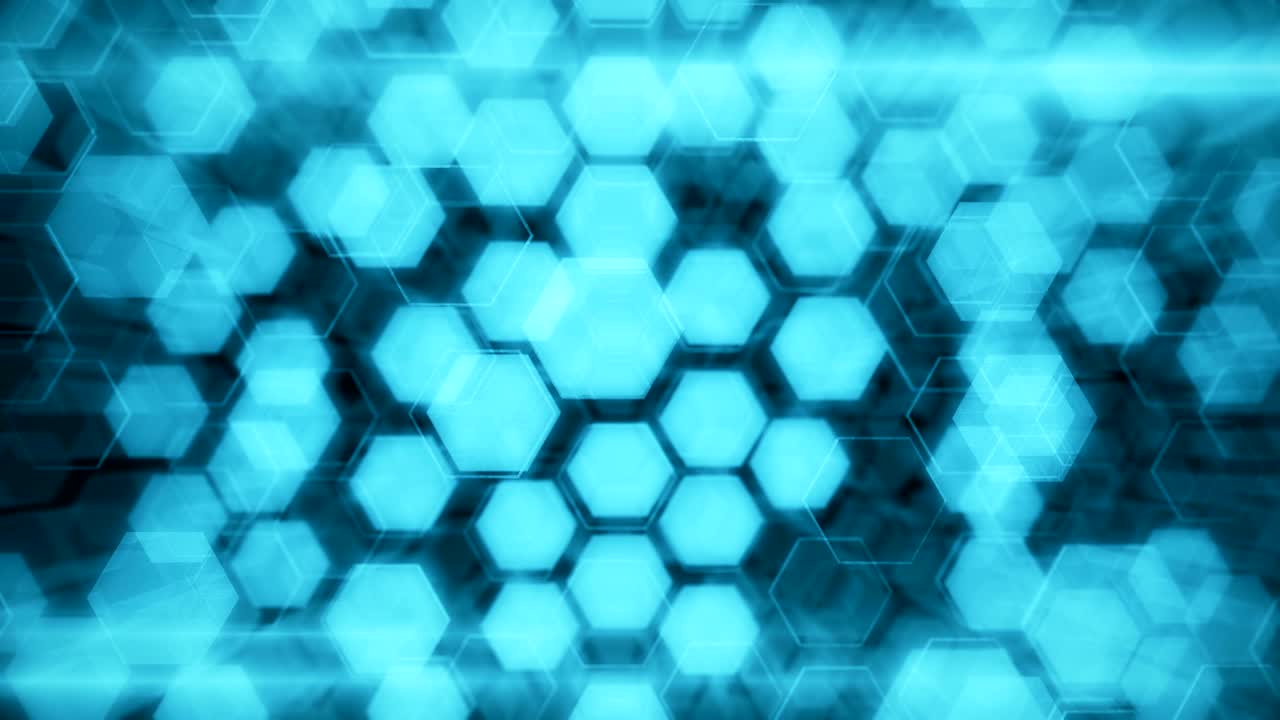 fondo tecnológico abstracto de hexágonos brillantes. animación de bucle sin costuras. renderización 3d de alta calidad para finanzas, banca, tecnologías web o fondo social.
