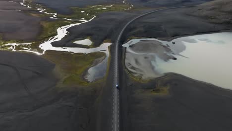 aerial drone view of the landscape of iceland
