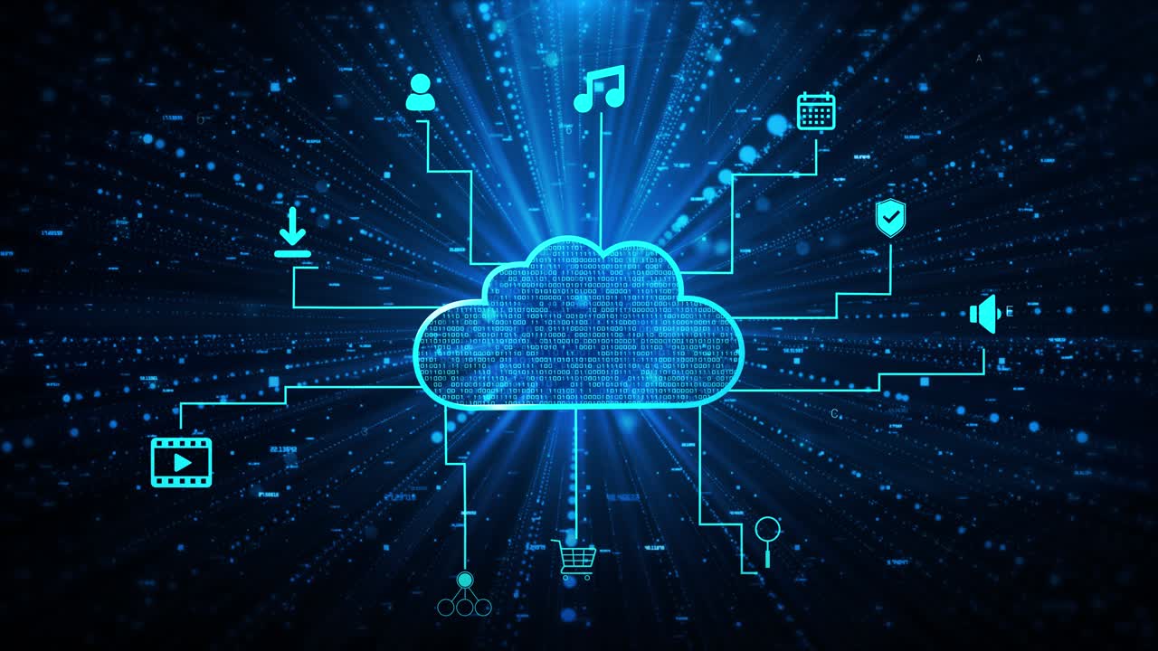 4k hud and icon digital cyberspace internet of things iot cyber security concept big data cloud