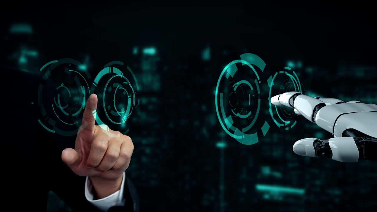 Intelligenza artificiale robot futuristica che illumina il concetto di tecnologia AI
