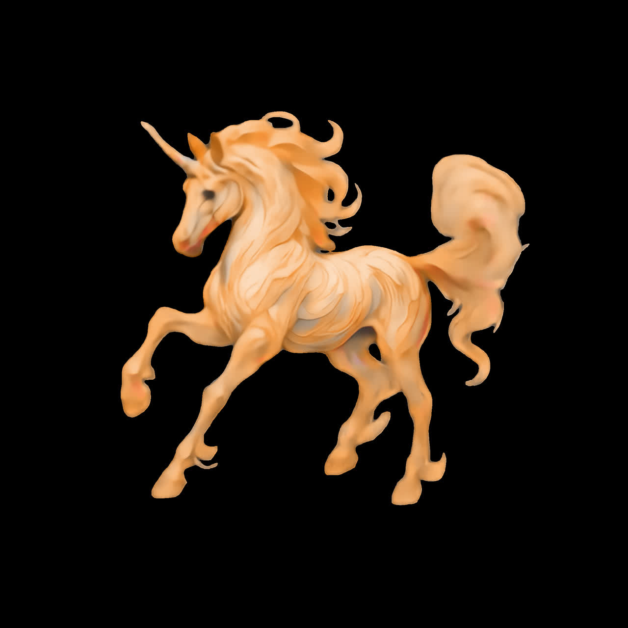 Elegant unicorn animation isolated asset, transparent 4K video, alpha channel, ProRes 4444