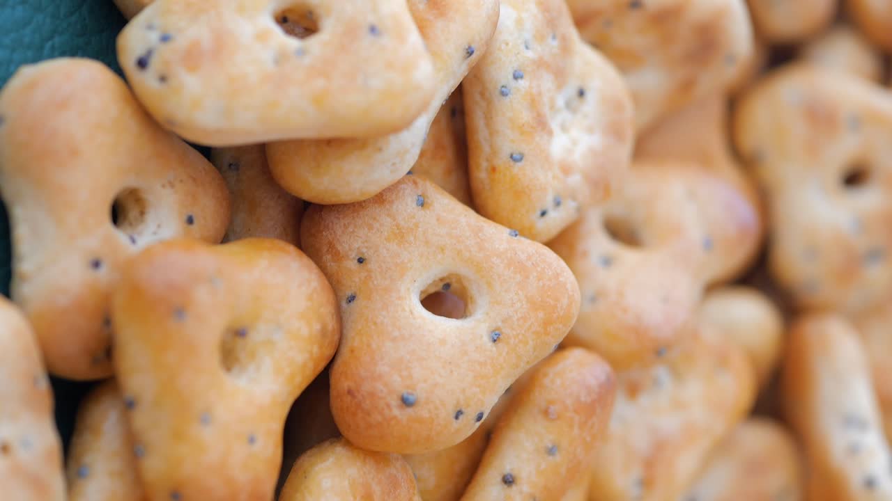 Close-up of Poppy Seed Triangle Crackers