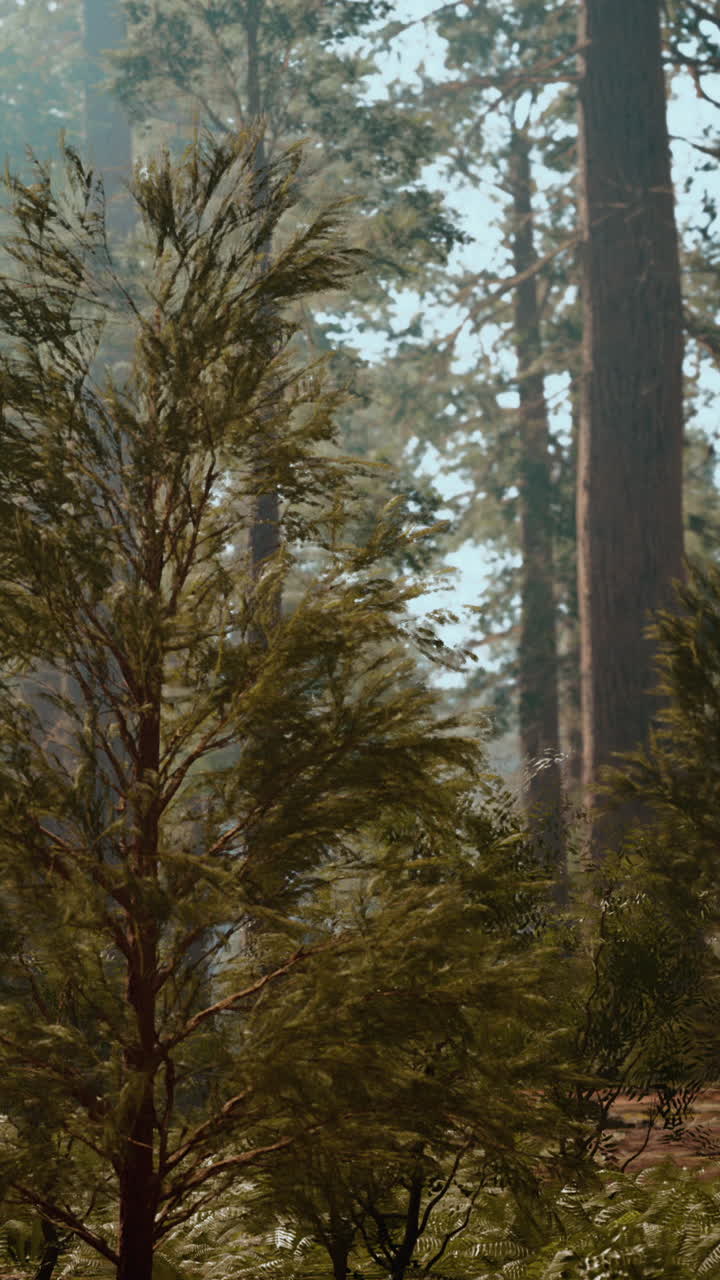 Scena della foresta nebbiosa