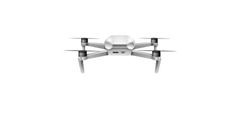 a drone smoothly rotates against a clean white backdrop, highlighting its design and movement over 24 seconds