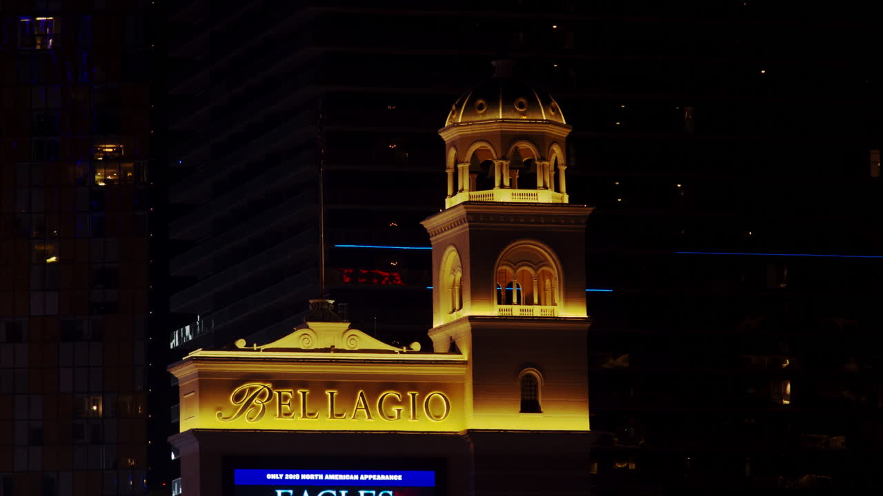 Bellagio Casino and Hotel sign at Night